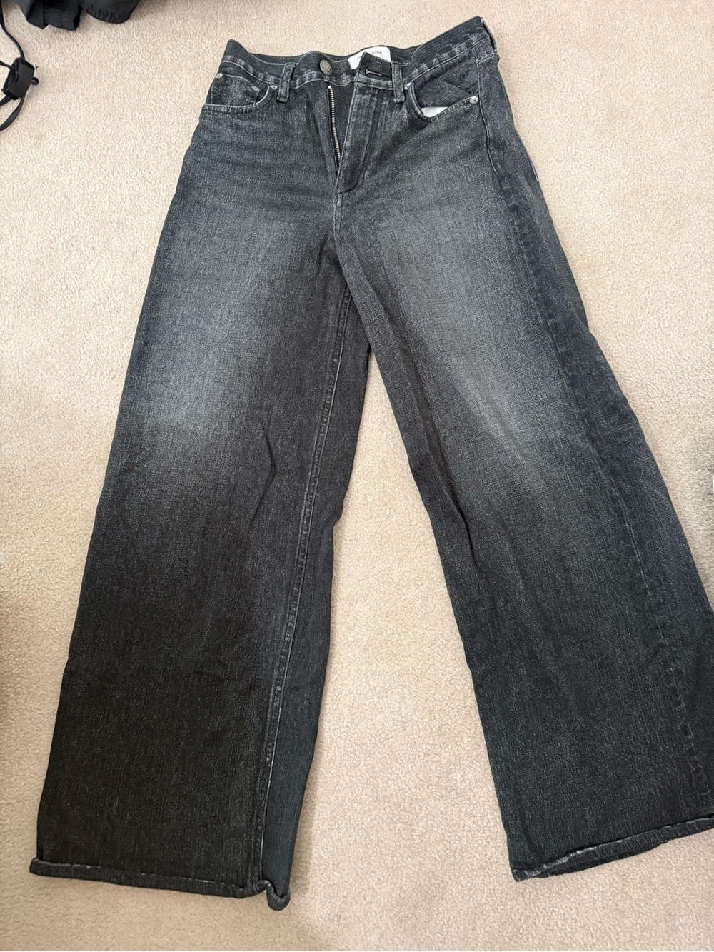 rag & bone Wide Leg Black Denim Jeans